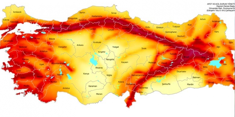 خريطة زلازل تركيا