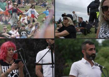 Palestinian and Israeli activists lead mantra for peace at Glastonbury Festival