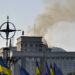 Smoke rises from Ukraine government building in Kyiv after Russian attack