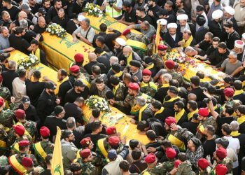 Hundreds in south Lebanon mourn Hezbollah members killed in Israeli attacks
